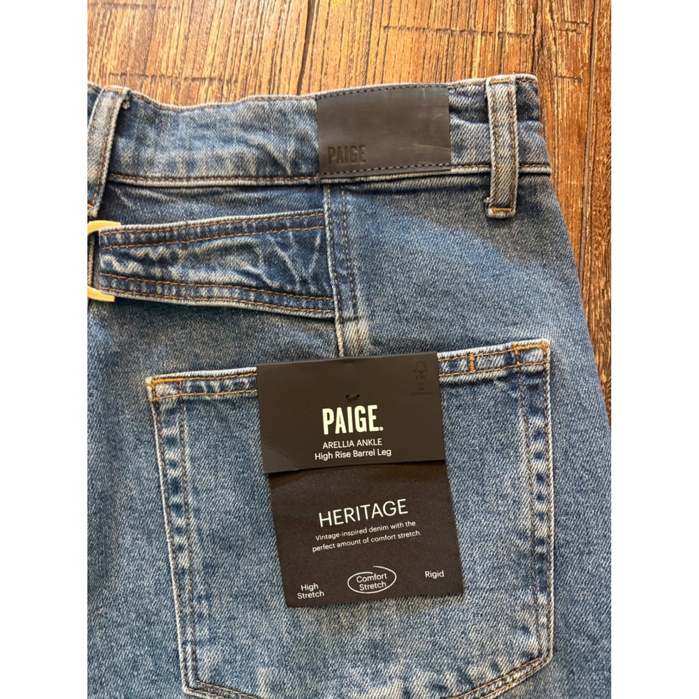 Paige Arellia High Waist Ankle Barrel Jeans Womens 29 Blue New Heritage Seam - Picture 8 of 15